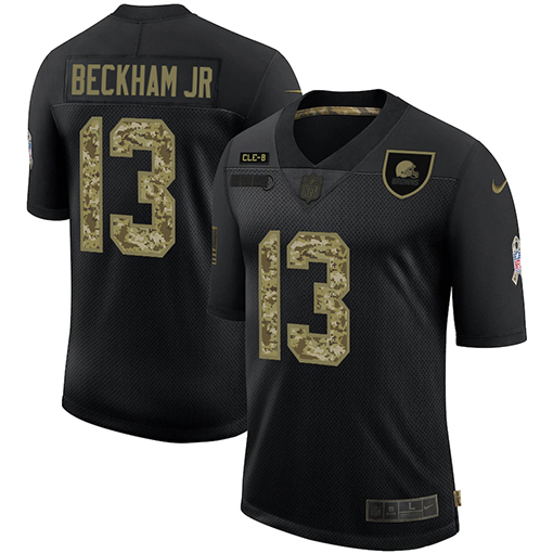 Men's Cleveland Browns #13 Odell Beckham Jr. 2020 Black Camo Salute To Service Limited Stitched Jersey